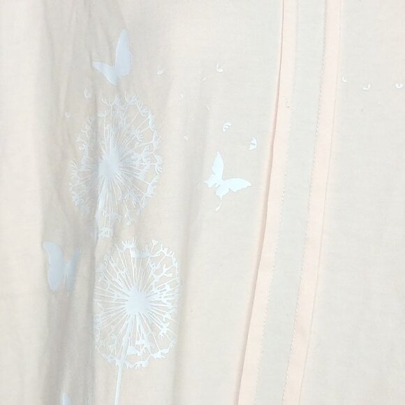 Sheilay Blouse Top Large Orange Butterfly Dandelion V Neck - Picture 2 of 4